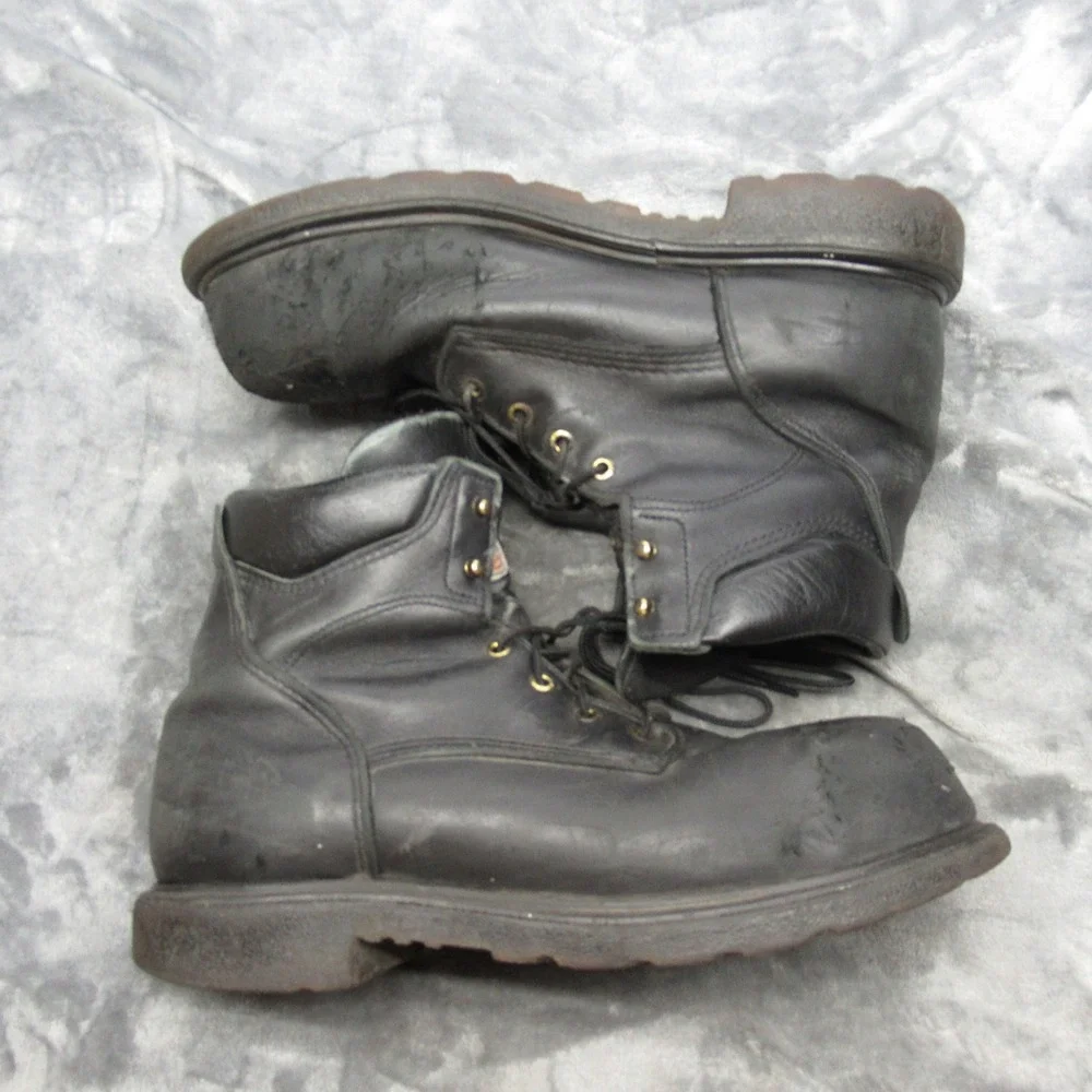 Red Wing Work Boots Mens 13 D Black Leather‎ Safety Steel Toe Lace-Up USA Made
